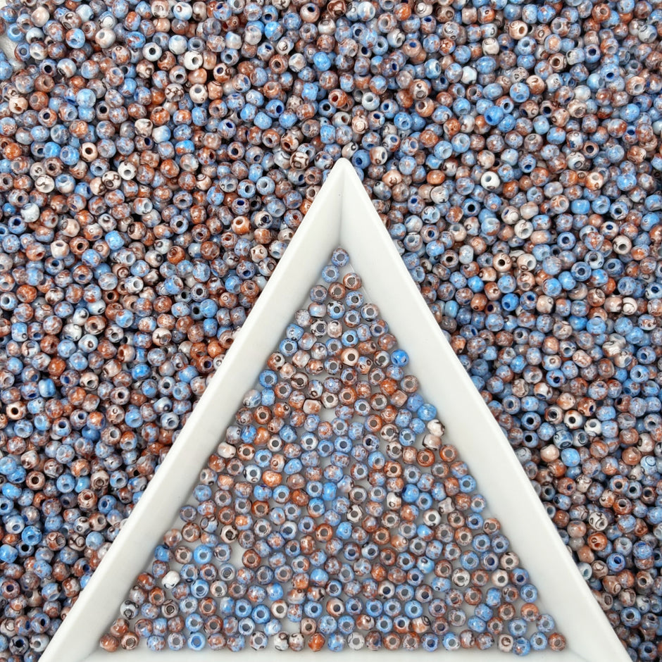 (P6) 2mm Picasso Seed Beads - Czech Glass Iridescent Beads for DIY Bracelets Necklaces