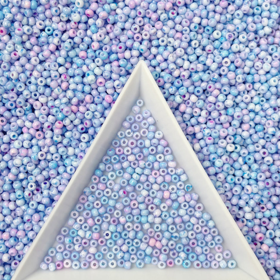 (P6) 2mm Picasso Seed Beads - Czech Glass Iridescent Beads for DIY Bracelets Necklaces