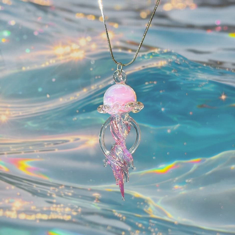 Lampwork Jellyfish In Pink Clear