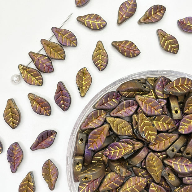 (P8) Picasso Leaf Beads - For DIY Jewelry Making Supplies