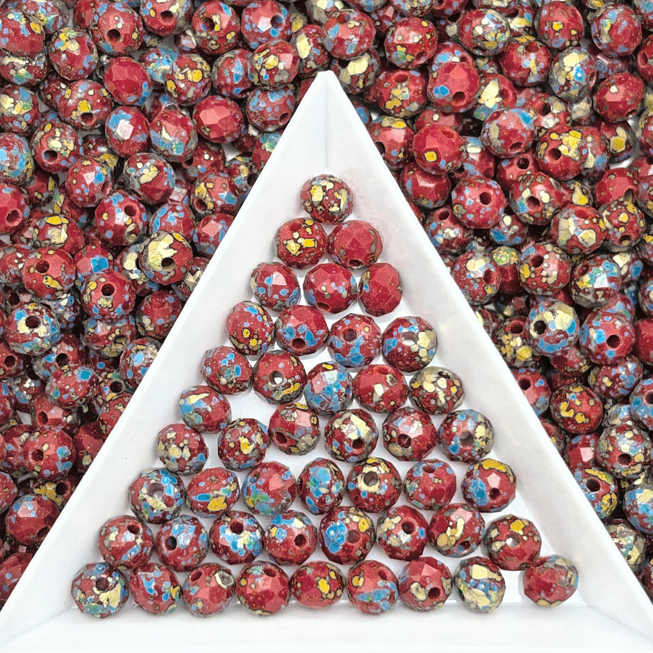 (P15) Picasso 6mm Faceted Cut Round Beads | Jewelry Making Supplies for DIY Bracelets & Necklaces