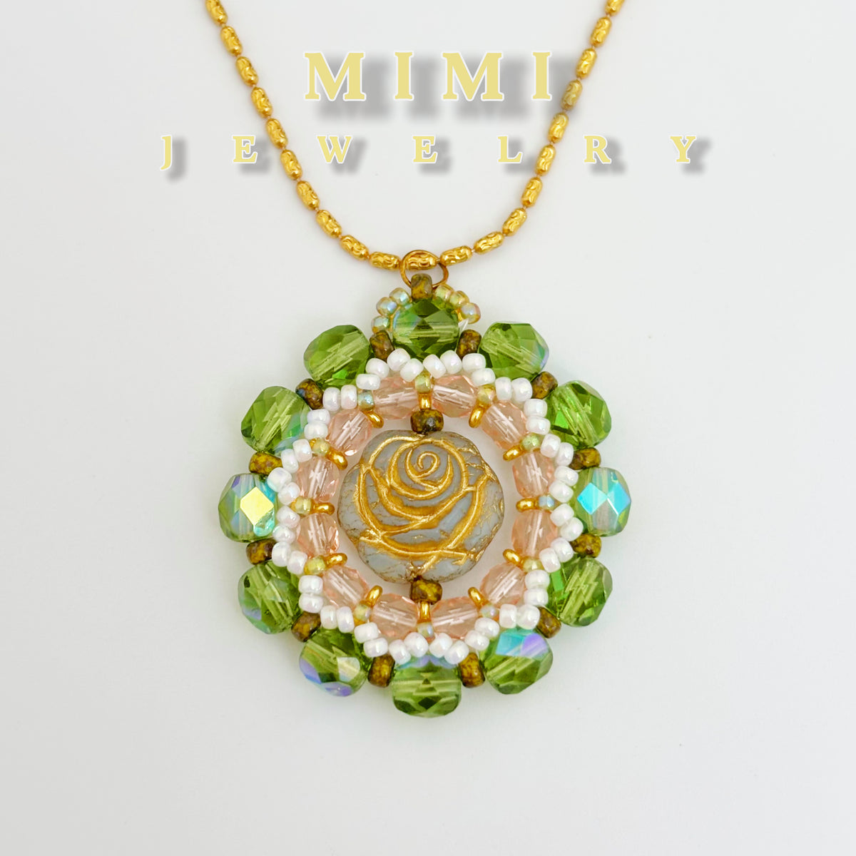 K38 Rose Compass Beaded Pendant