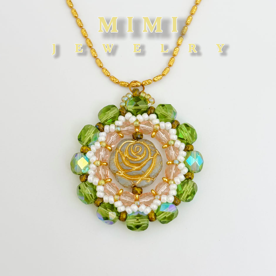 K38 Rose Compass Beaded Pendant