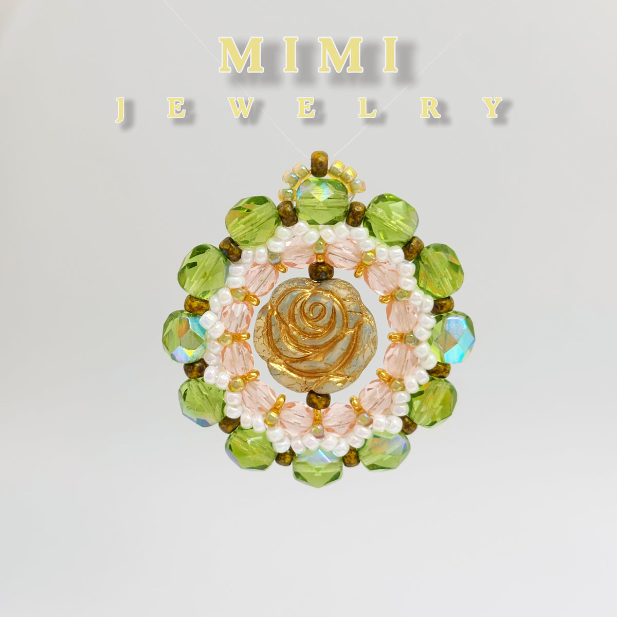 K38 Rose Compass Beaded Pendant
