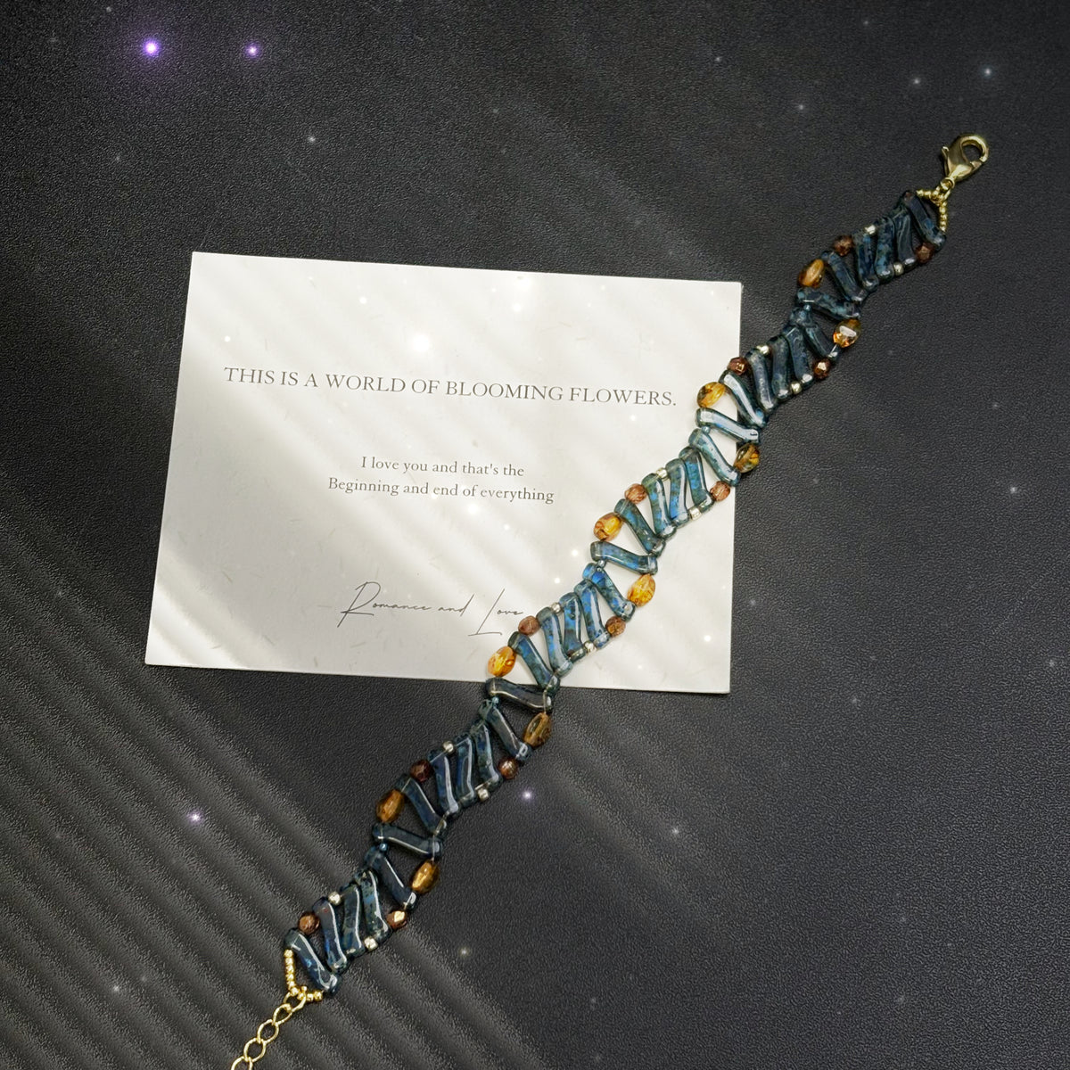 (N16) Czech Glass Z-bead Picasso Waving Handmade Bracelet