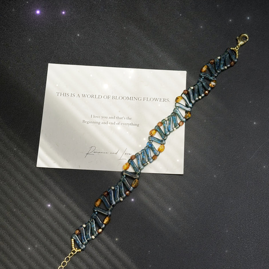 (N16) Czech Glass Z-bead Picasso Waving Handmade Bracelet
