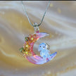 Lampwork Glass Bunny Sitting On the Moon