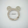 (JF17) Mickey Ear Rhinestone Spring Gate Rings - 25mm Bling Mouse Head Carabiner