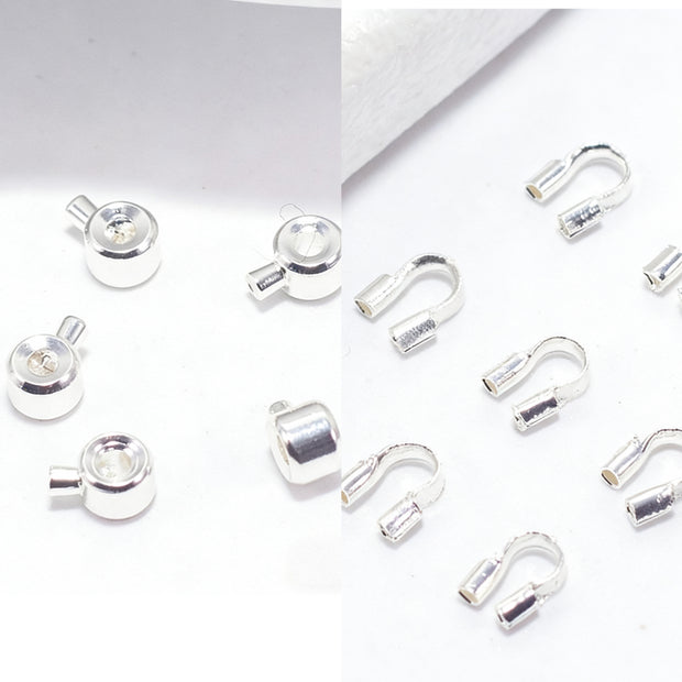 (JF13)18K Gold Jewelry Finishing Kit - Crimp Beads & U-Shape Wire Protectors Set