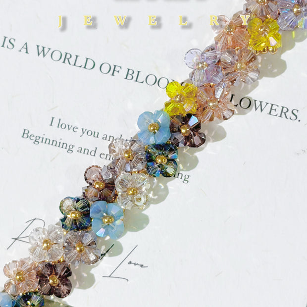 (K19) Two Layers of Flower Bicone Bracelet