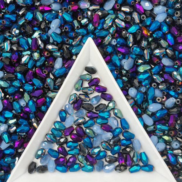 (P19) 3x5mm Glass Teardrop Beads Picasso Finish - Loose Beads for DIY Crafts