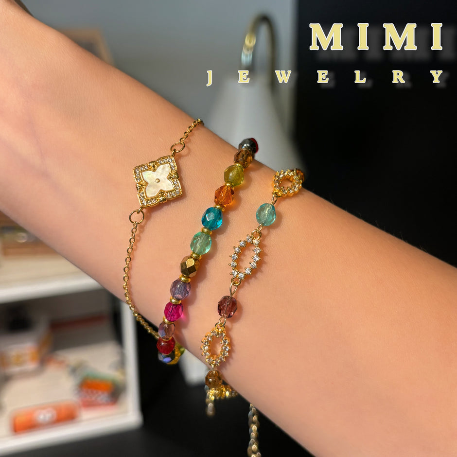(K17) Fire Polished Mix 3 Layers Bracelet