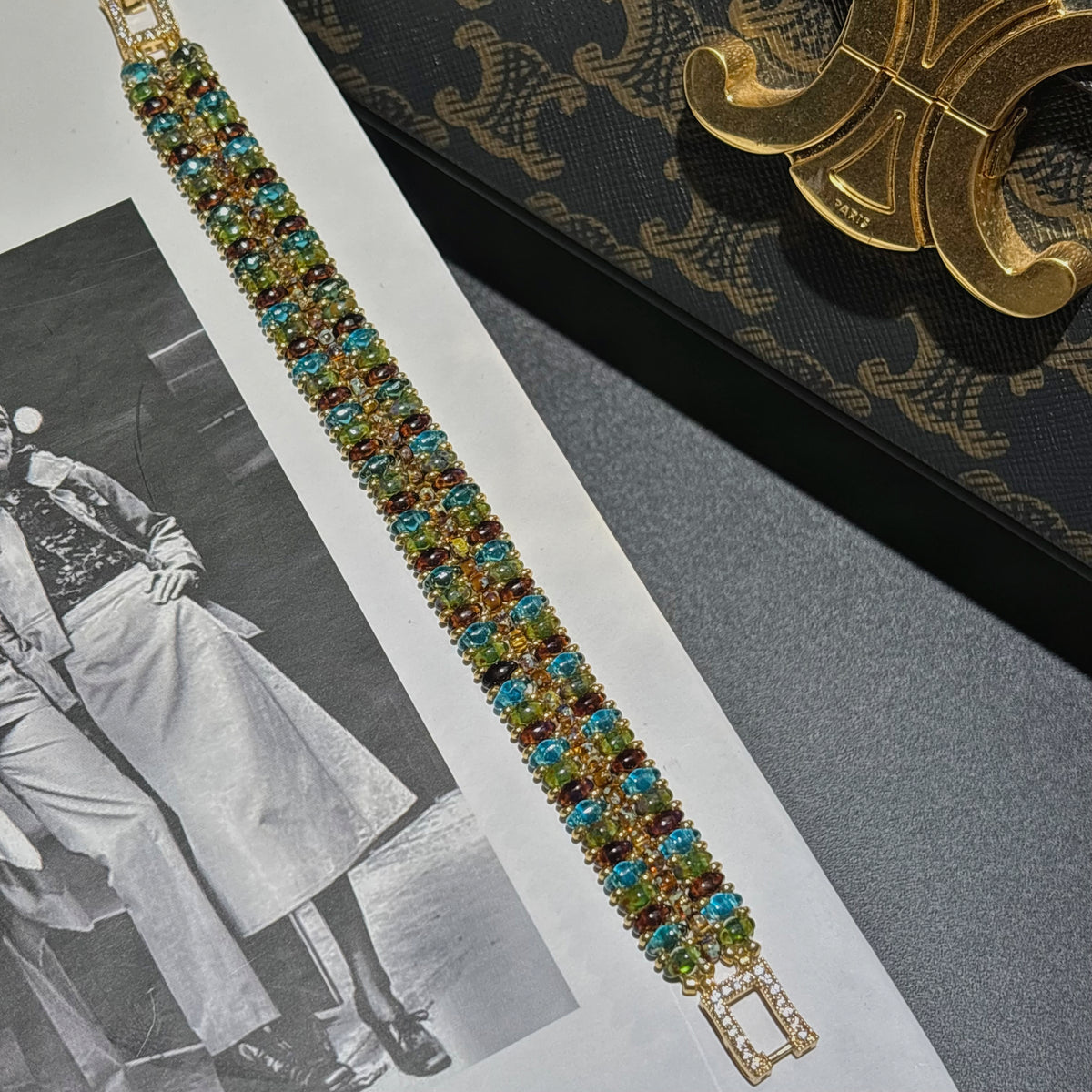 Czech Picasso Super-Duo Bead Bracelet