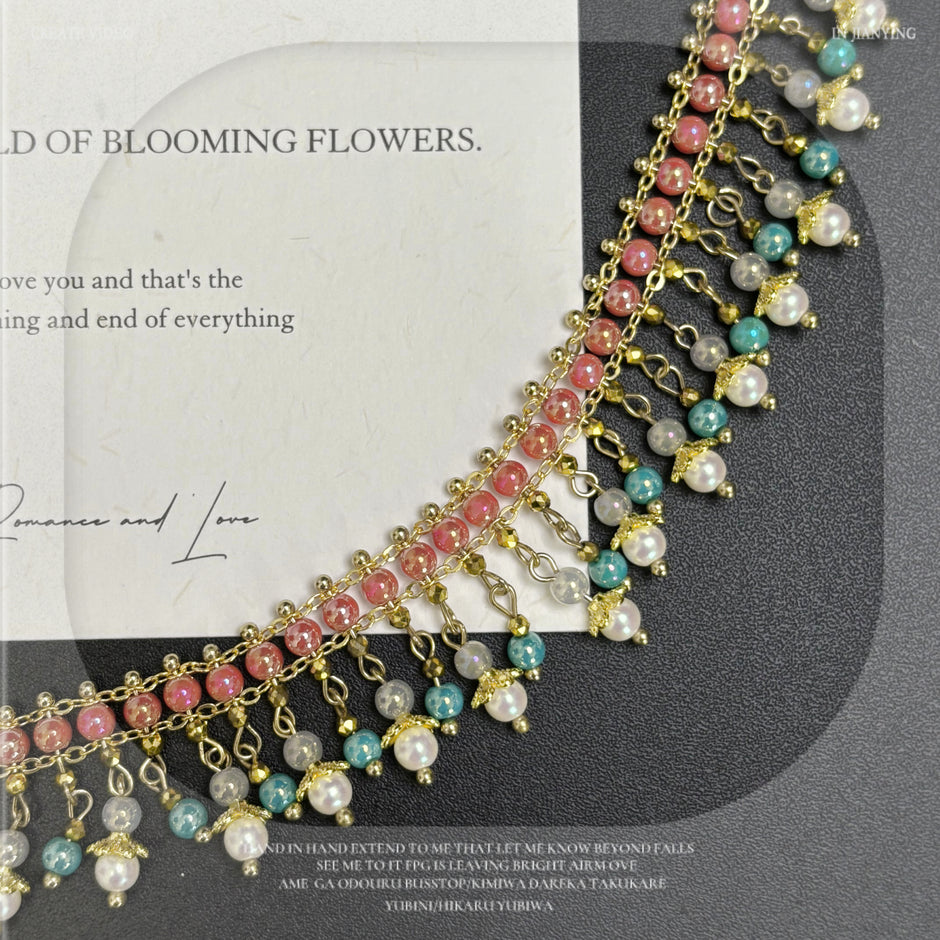 (N20) Ethereal Sway: Nanhong & Turquoise Pearl Drop Necklace (Elegant, highlights movement)