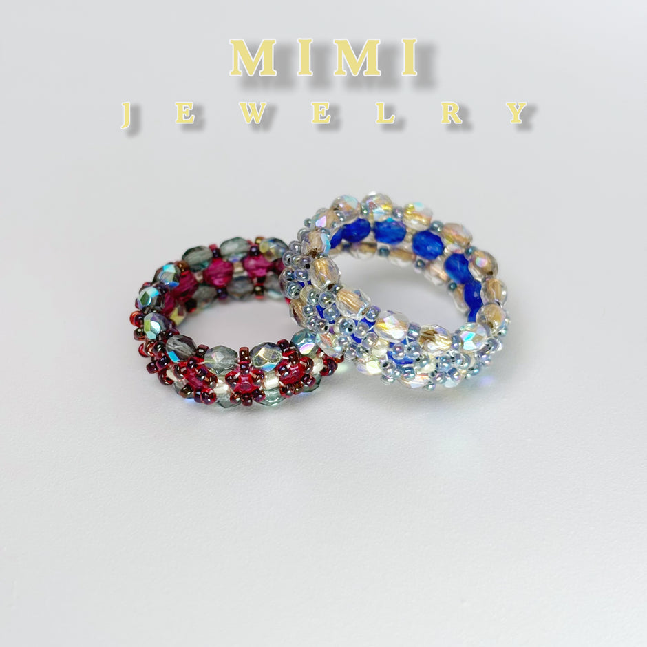 k40 Celestial Sparkle Beaded Band Ring