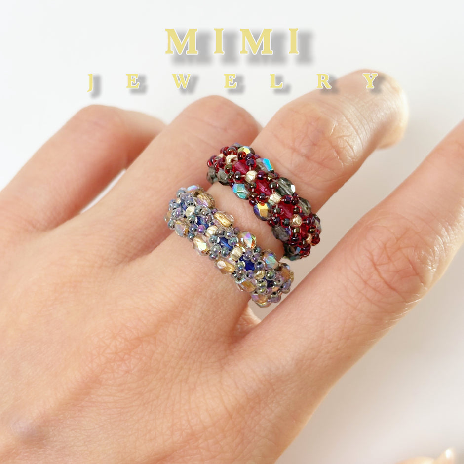 k40 Celestial Sparkle Beaded Band Ring
