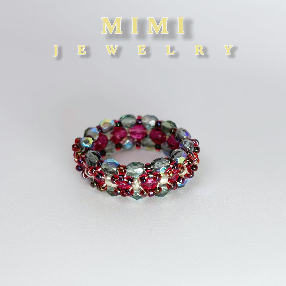 k40 Celestial Sparkle Beaded Band Ring