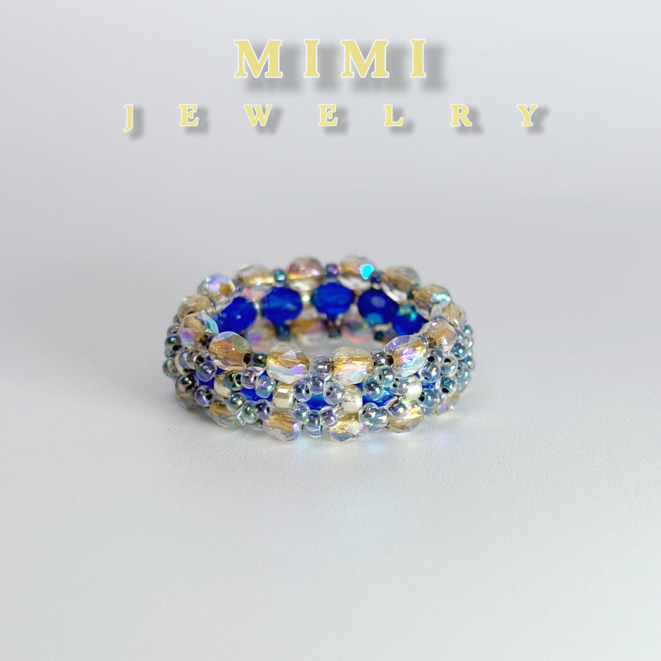 k40 Celestial Sparkle Beaded Band Ring