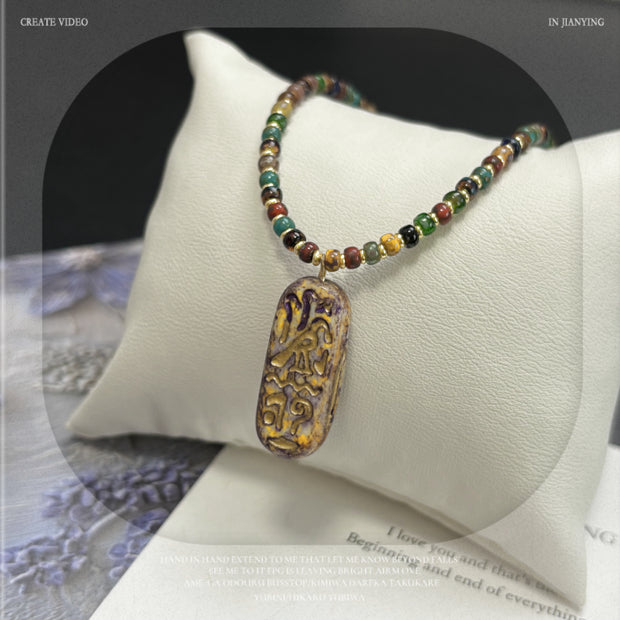 (N24) Picasso Matubo 3mm Style Egypt Car-Touch Czech Glass Necklace