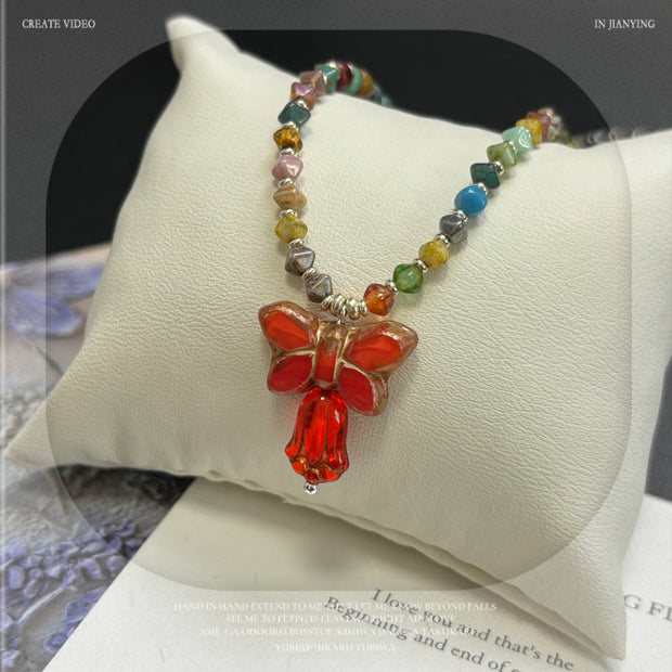 (N25) Dopamine Sweet  Butterfly Style Pendant Necklace