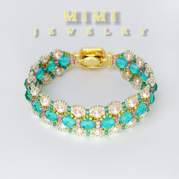 K37 Aurora Dream Beaded Cuff Bracelet
