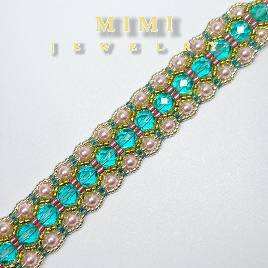 K37 Aurora Dream Beaded Cuff Bracelet