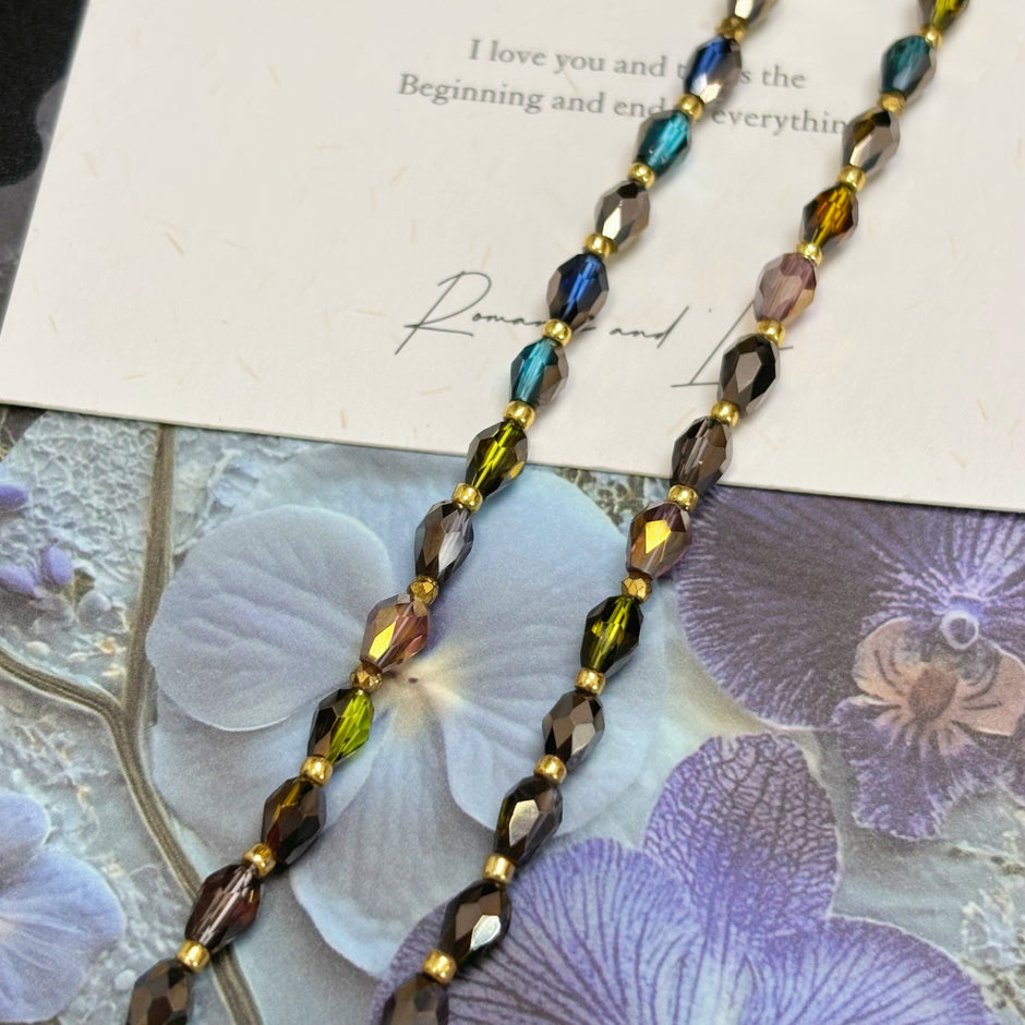 (N26) Summer Pastoral Czech Glass Heart Pendant Handmade Necklace