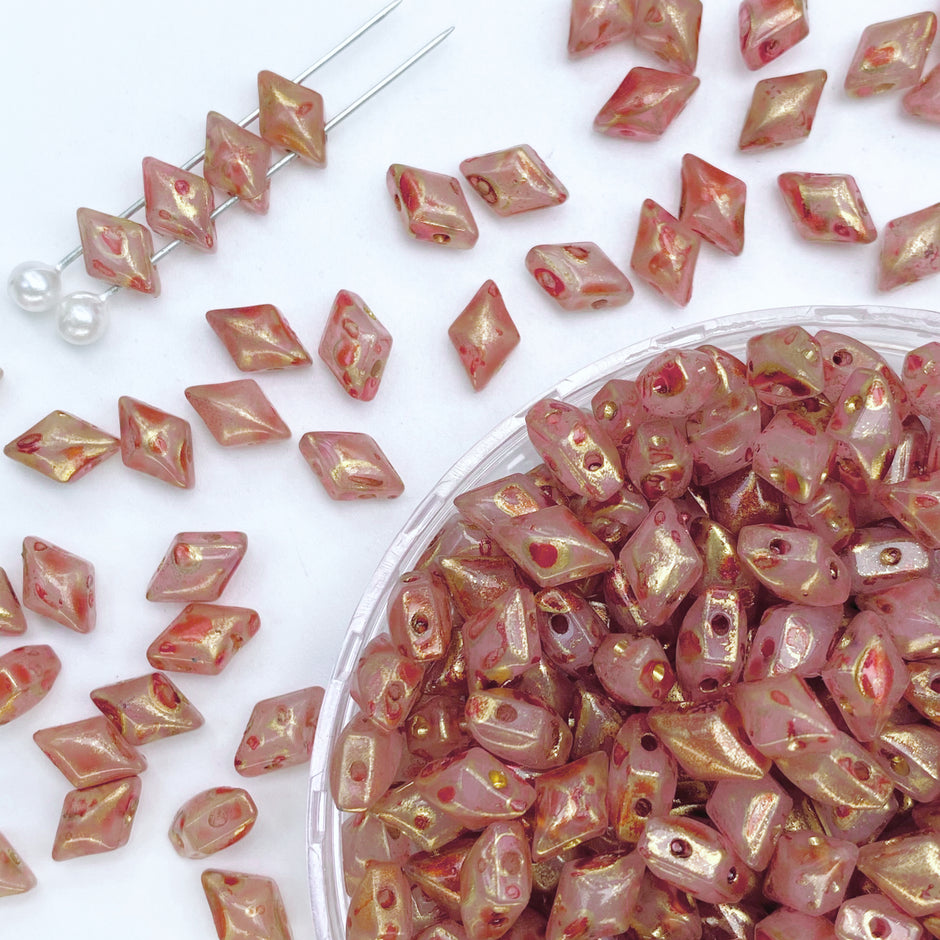 (P10) Picasso Style 2-Hole Four-Pointed Star Glass Beads - Custom Colorway