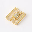 (JF10) 18K Gold Pave Zirconium Rectangular Wave Clasp for Multi-row Jewelry Making