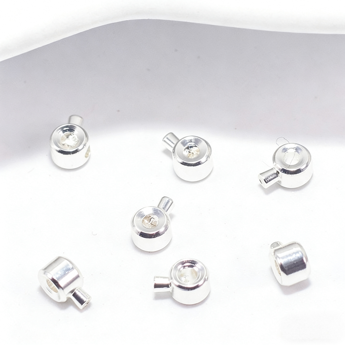 (JF14)18K Real Gold Plated Crimp Beads - Premium Color Retention End Beads for Jewelry Making
