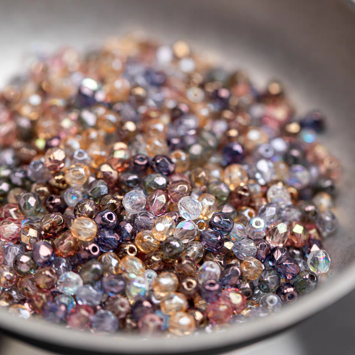 (CZ2) 3mm, 4mm Czech Glass Fire-Polished Beads - Tourmaline Translucent Mix