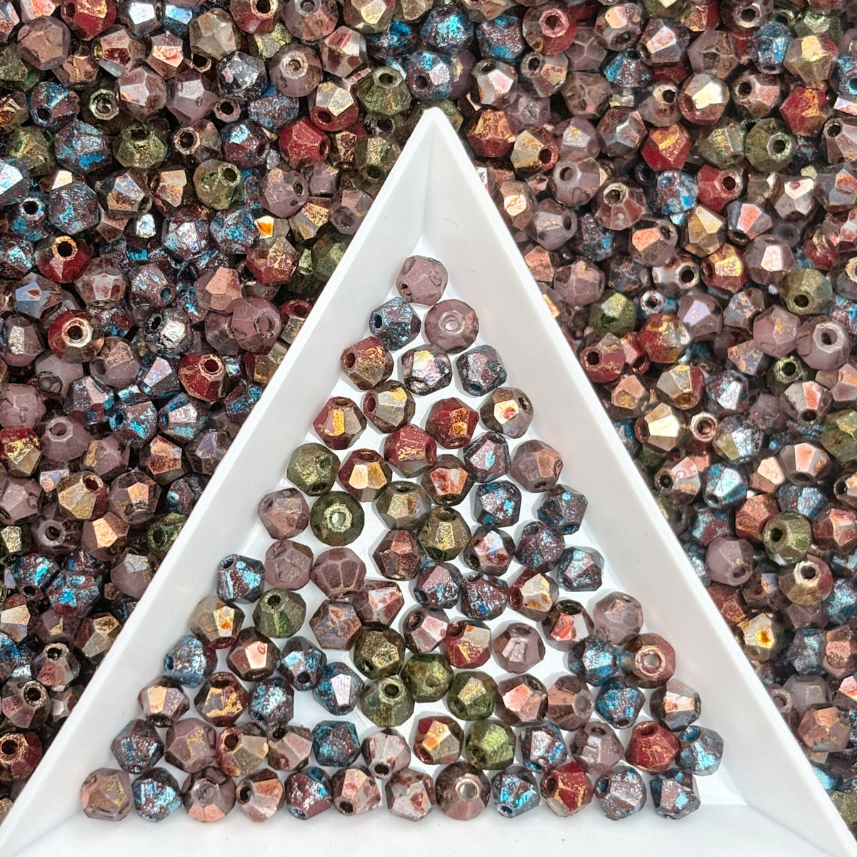(P12) Mixed 4mm Picasso Bicone Glass Beads | Retro Customized colours for Jewelry Making