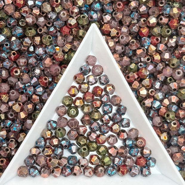 (P12) Mixed 4mm Picasso Bicone Glass Beads | Retro Customized colours for Jewelry Making