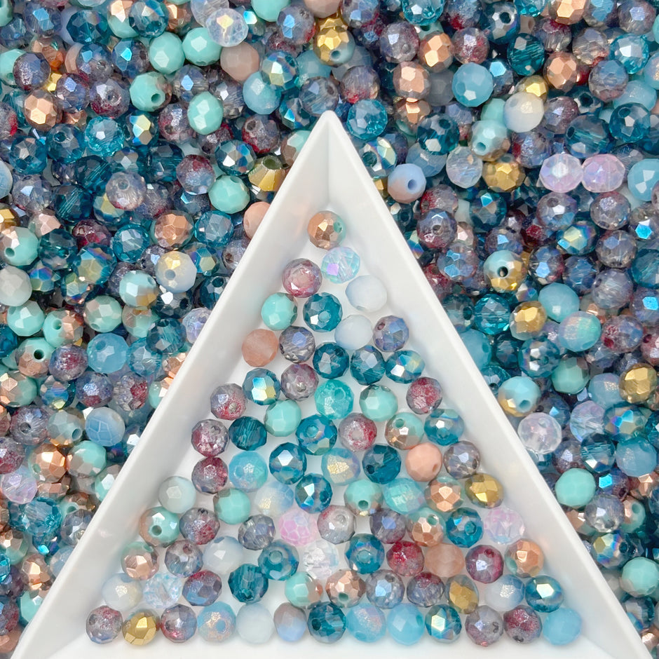 (T16) 4mm Faceted Round Crystal Glass Beads Mix, Limited-Time Promotion Loose Beads for DIY Jewelry Making