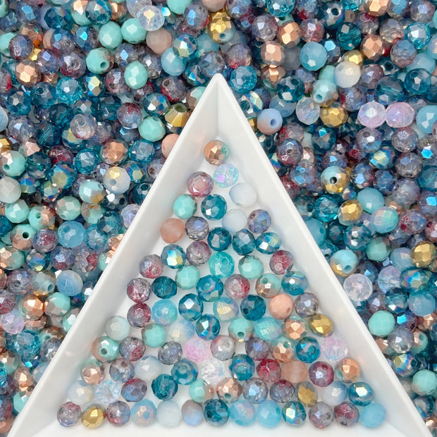(T16) 4mm Faceted Round Crystal Glass Beads Mix, Limited-Time Promotion Loose Beads for DIY Jewelry Making
