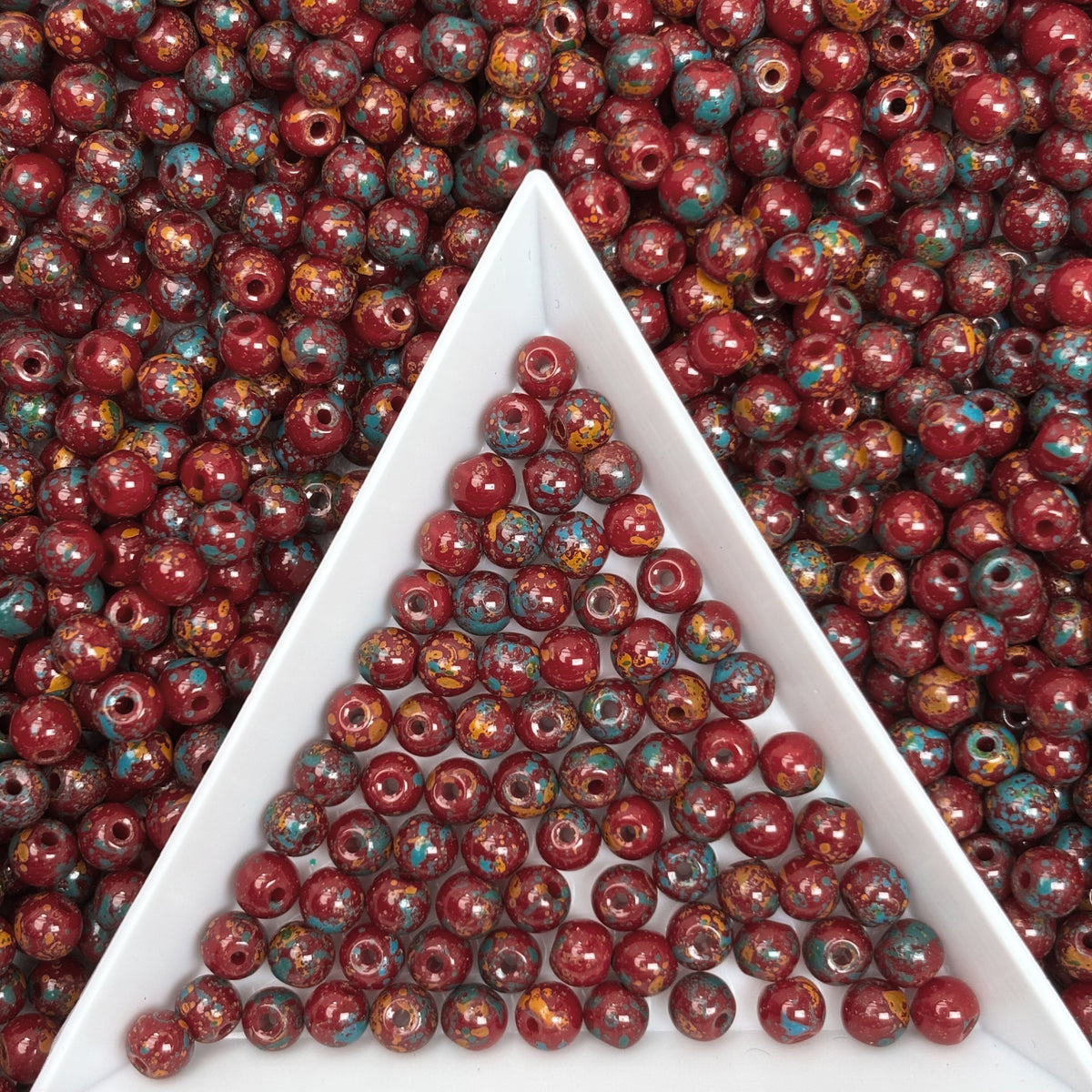 (P5) 4mm Picasso Round Beads, DIY Jewelry Loose Beads