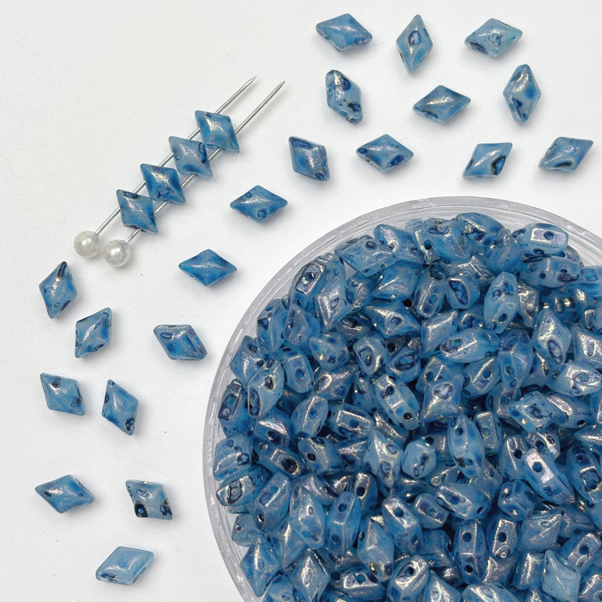(P11) 2-hole Diamond-Duo Glass Beads For Jewelry Making