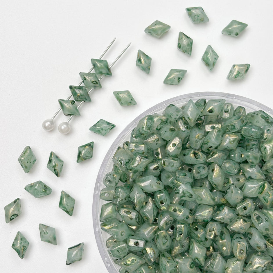 (P11) 2-hole Diamond-Duo Glass Beads For Jewelry Making