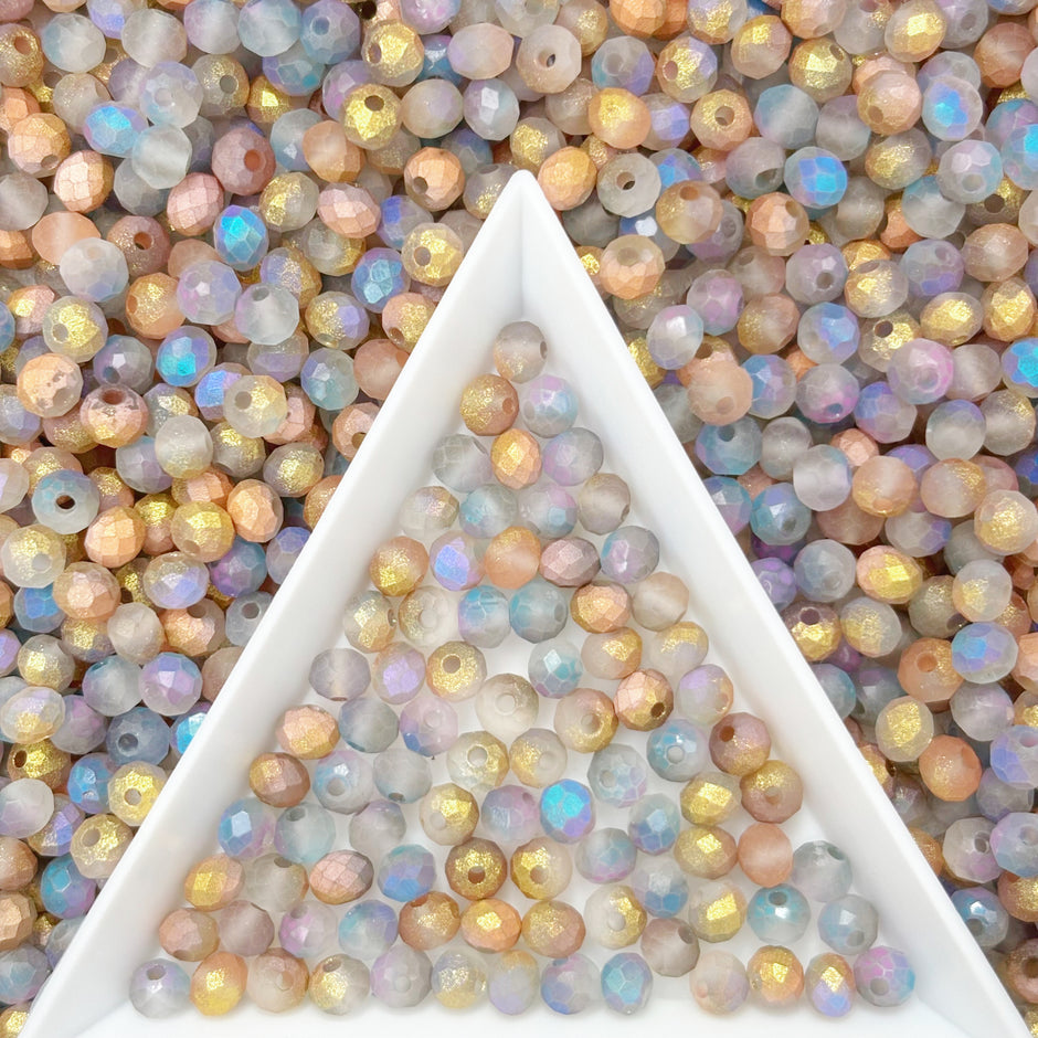 (T16) 4mm Faceted Round Crystal Glass Beads Mix, Limited-Time Promotion Loose Beads for DIY Jewelry Making