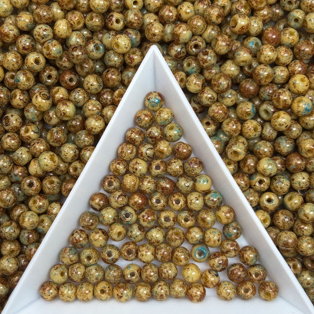(P5) 4mm Picasso Round Beads, DIY Jewelry Loose Beads