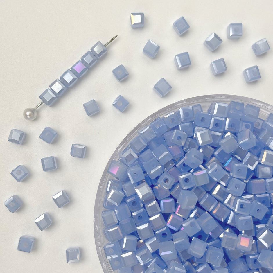 (T17) 4mm Square Crystal Glass Beads with Regular Hole - Craft Beads for Jewelry DIY