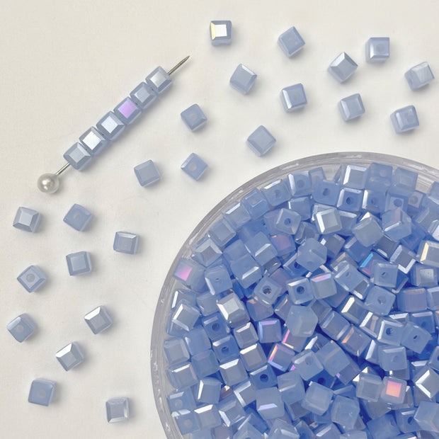 (T17) 4mm Square Crystal Glass Beads with Regular Hole - Craft Beads for Jewelry DIY