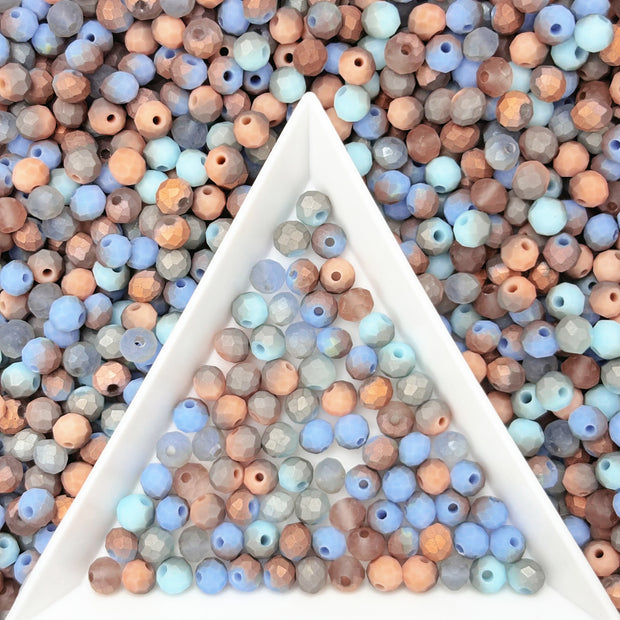 (T16) 4mm Faceted Round Crystal Glass Beads Mix, Limited-Time Promotion Loose Beads for DIY Jewelry Making