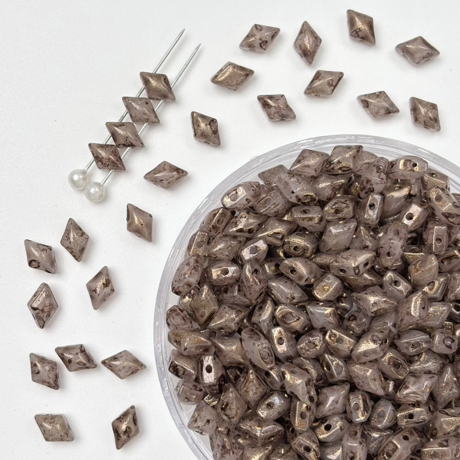 (P11) 2-hole Diamond-Duo Glass Beads For Jewelry Making