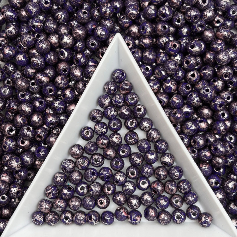 (P5) 4mm Picasso Round Beads, DIY Jewelry Loose Beads