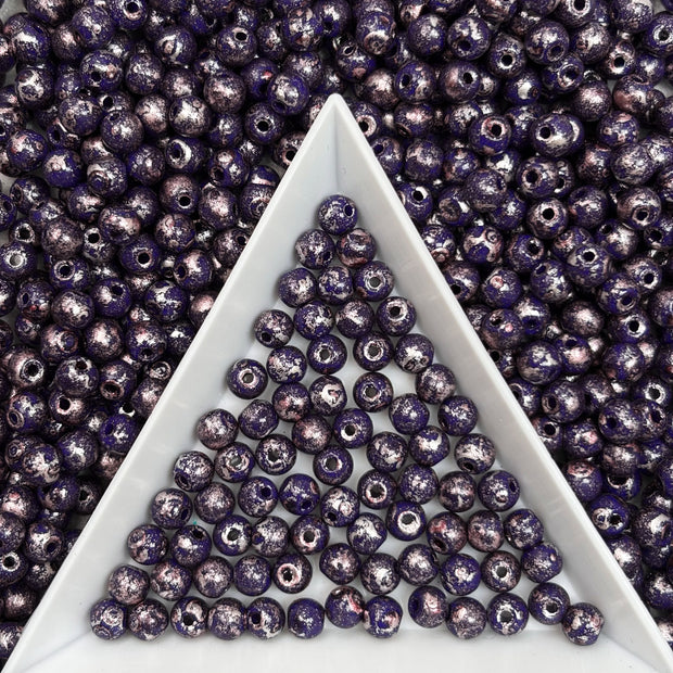 (P5) 4mm Picasso Round Beads, DIY Jewelry Loose Beads