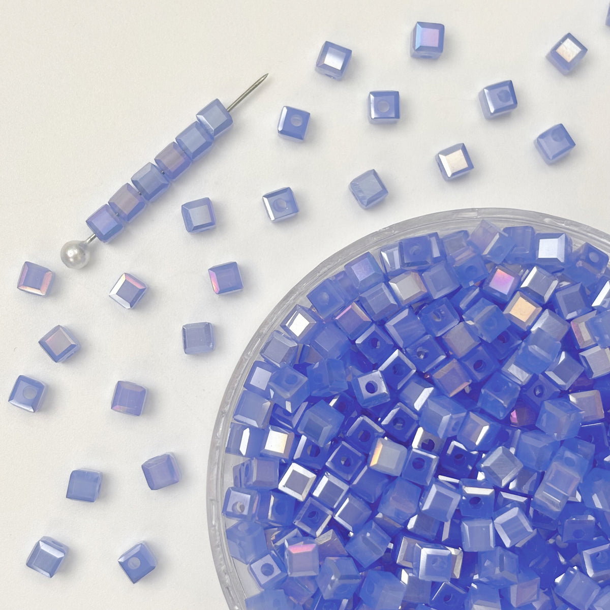 (T17) 4mm Square Crystal Glass Beads with Regular Hole - Craft Beads for Jewelry DIY