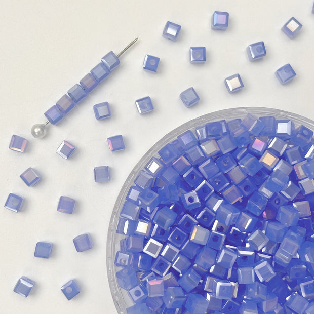 (T17) 4mm Square Crystal Glass Beads with Regular Hole - Craft Beads for Jewelry DIY