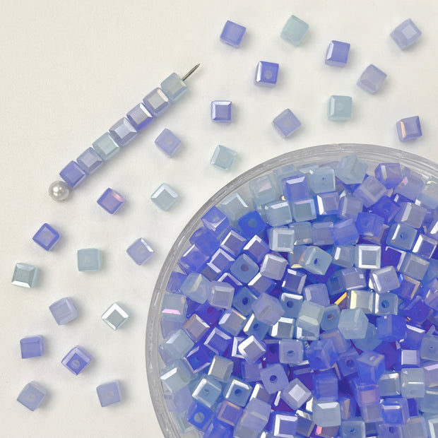 (T17) 4mm Square Crystal Glass Beads with Regular Hole - Craft Beads for Jewelry DIY