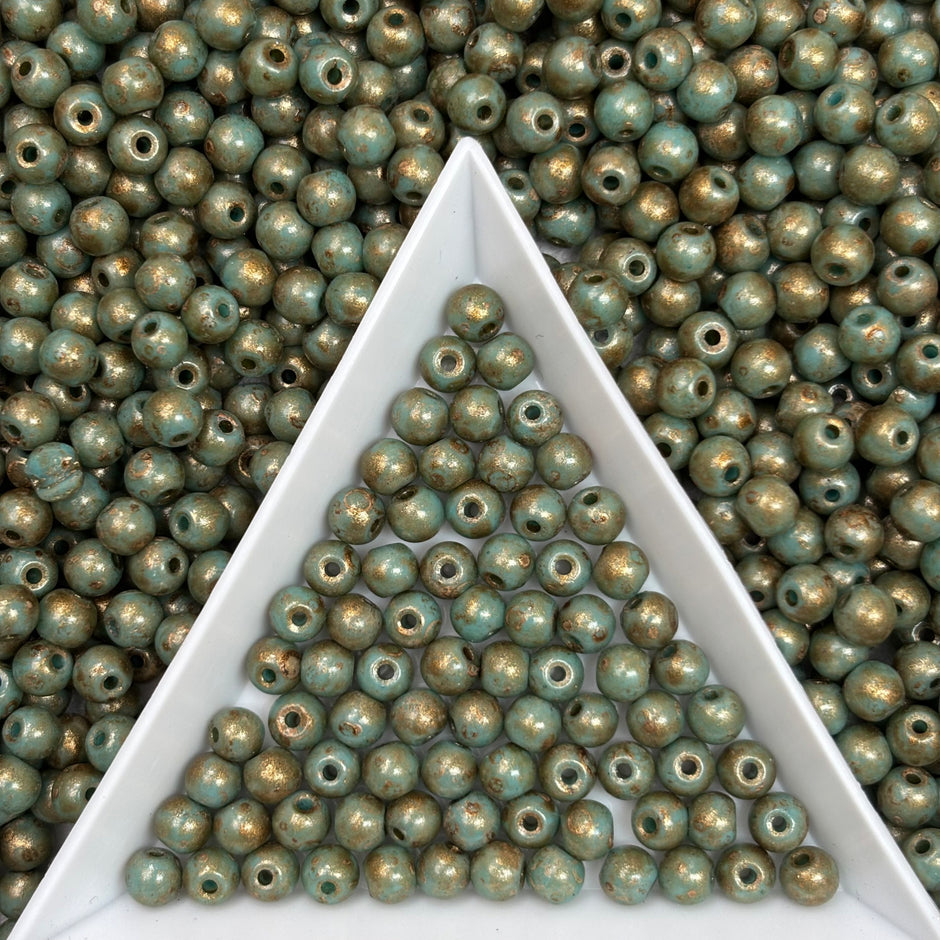 (P5) 4mm Picasso Round Beads, DIY Jewelry Loose Beads